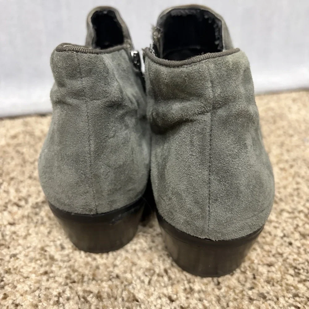 Sam Edelman Women's Petty Boots Size 9 Dark Gray Suede Bootie Block Low Heel